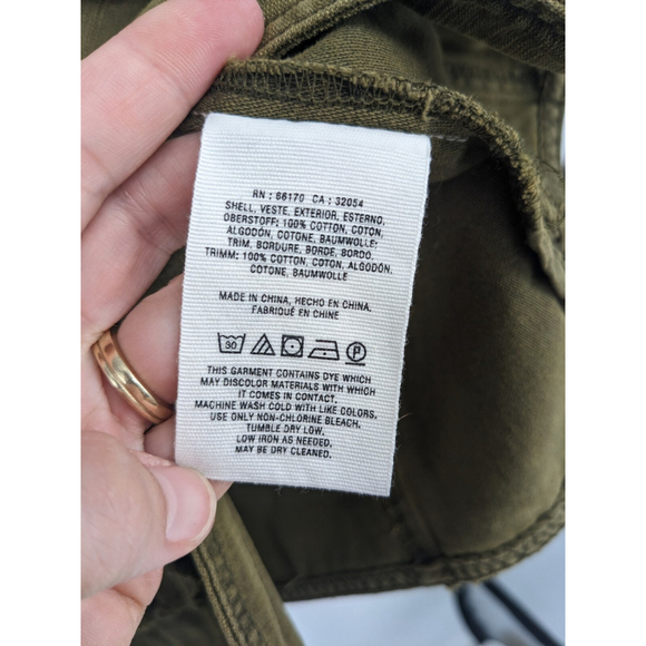 Anthropologie Jacket Womens Small Green Military‎ Utility Coat Canvas Ruffle Y2K - Picture 7 of 10